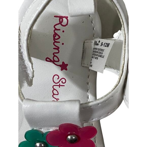Rising Star Infant Girls Summer Sandals 9-12 Months White Floral Appliques - Picture 2 of 7